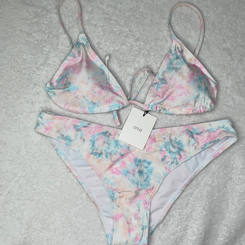 NWT Onia Bikini L Pastel White Tie Dye Triangle